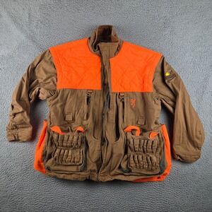Browning Pheasants Forever Upland Canvas Hunting Field Jacket Mens L Brown/Blaze